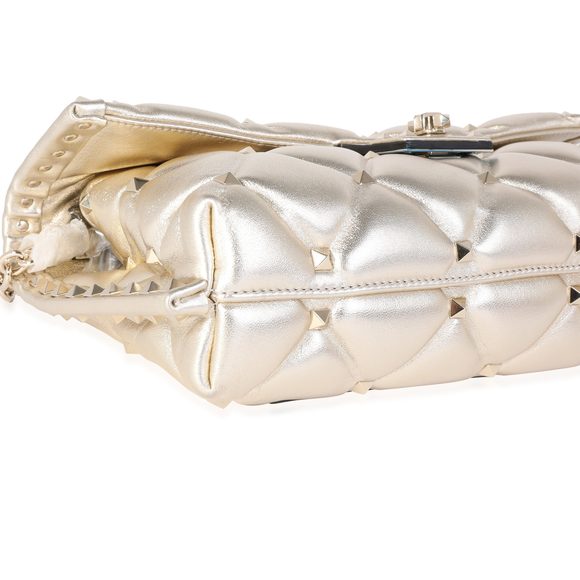 Valentino Metallic Gold Lambskin Rockstud Spike Convertible Bag - Picture 6 of 8